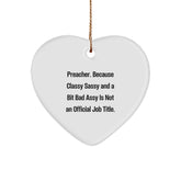 Funny Preacher Gifts from Men to Preacher, Heart Ornament with 'Preacher. Because Classy Sassy And A Bit Fearlessy Is Not An Official Job Title.' Quote, Christmas Unique Gifts - Image 1